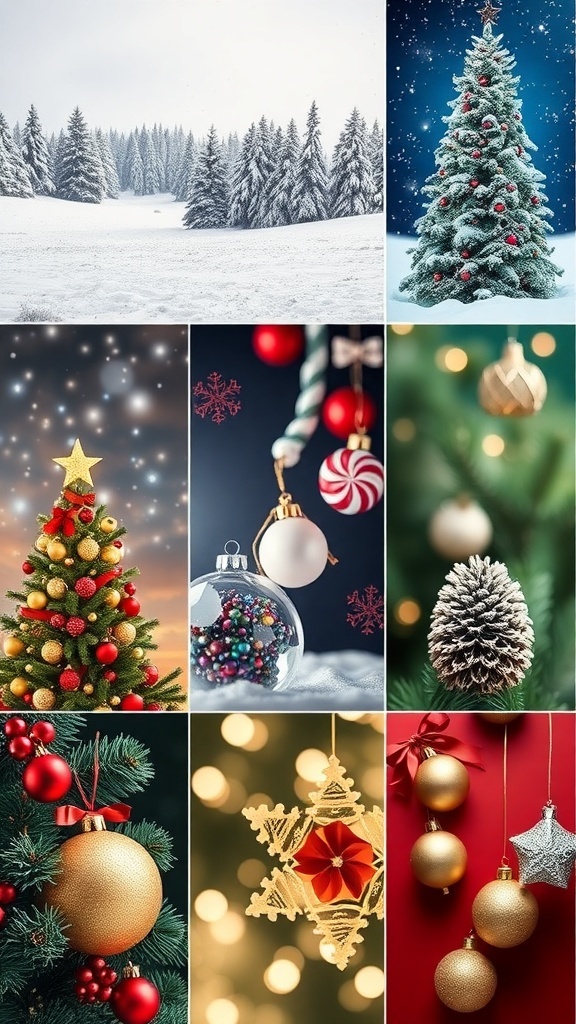Aesthetic Christmas wallpapers for iPads showcasing festive designs with snowflakes, Christmas trees, and cozy winter scenes.
